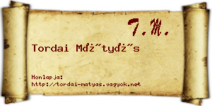 Tordai Mátyás névjegykártya