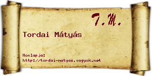 Tordai Mátyás névjegykártya